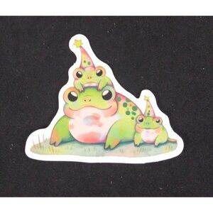 10/$10 Frog Mom With Babies Adorable Frog Sticker 2" x 2.38" (AU)